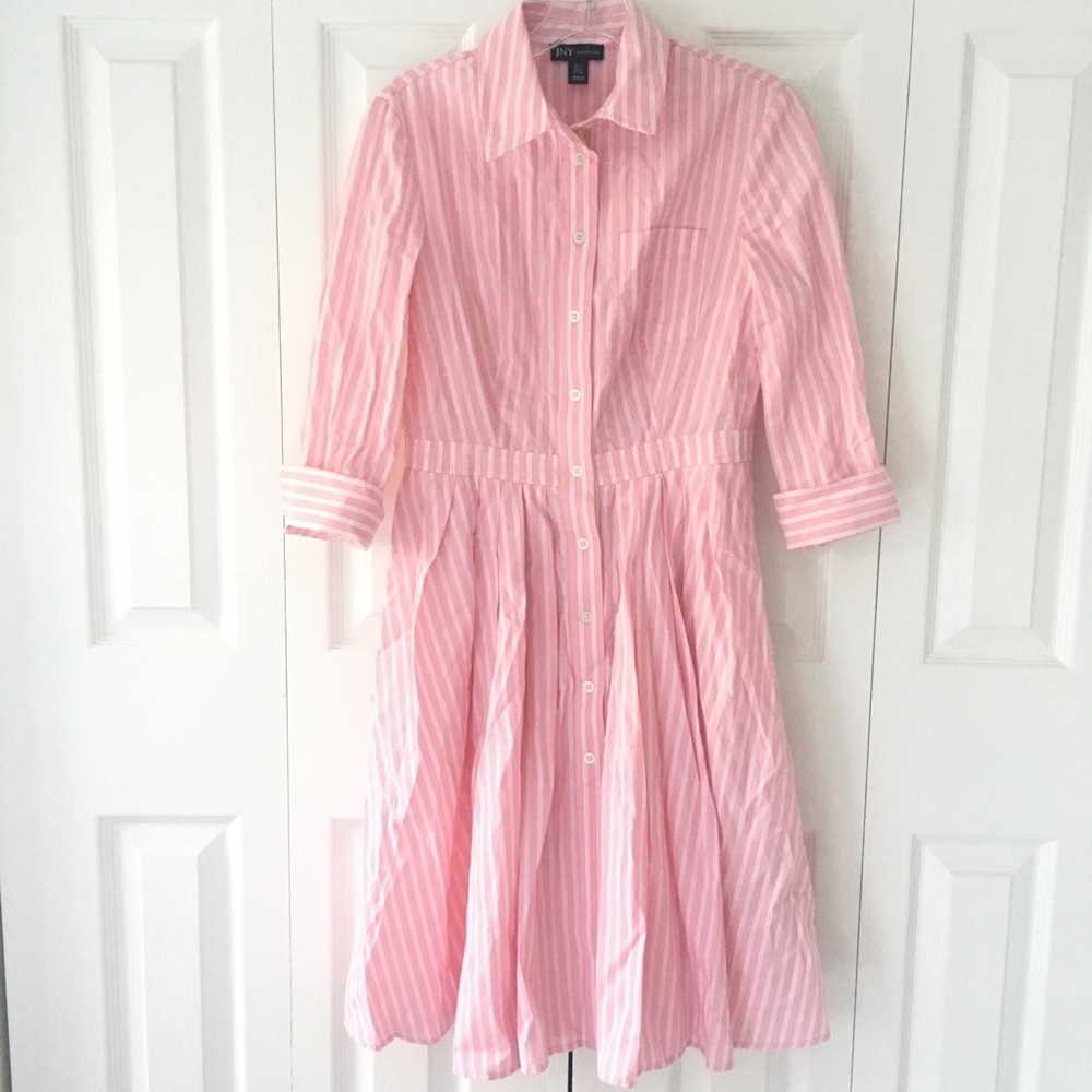 Women's pink pinstripe dress